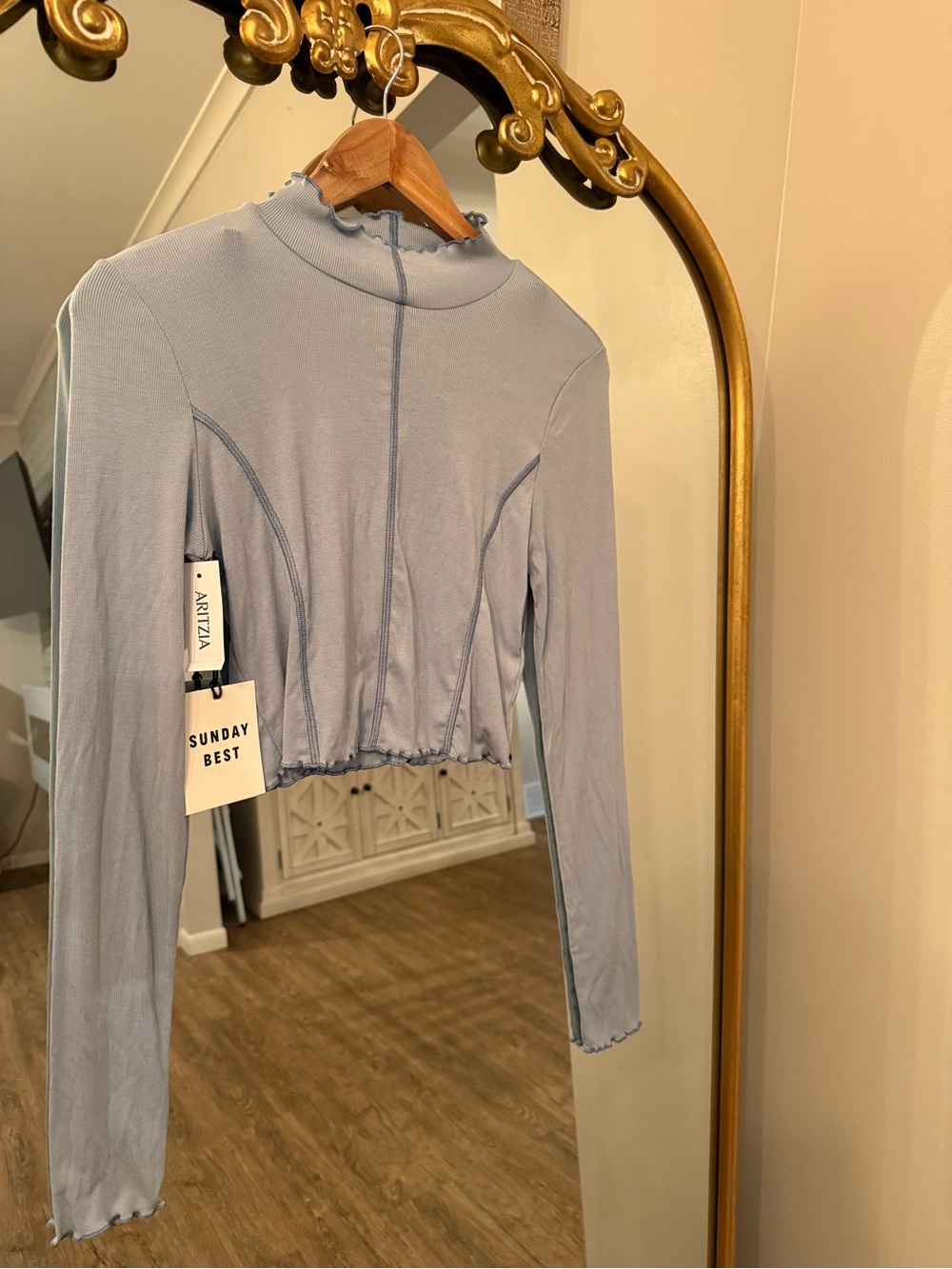 NWT ARITZIA Sunday Best Light Blue Crop Top
